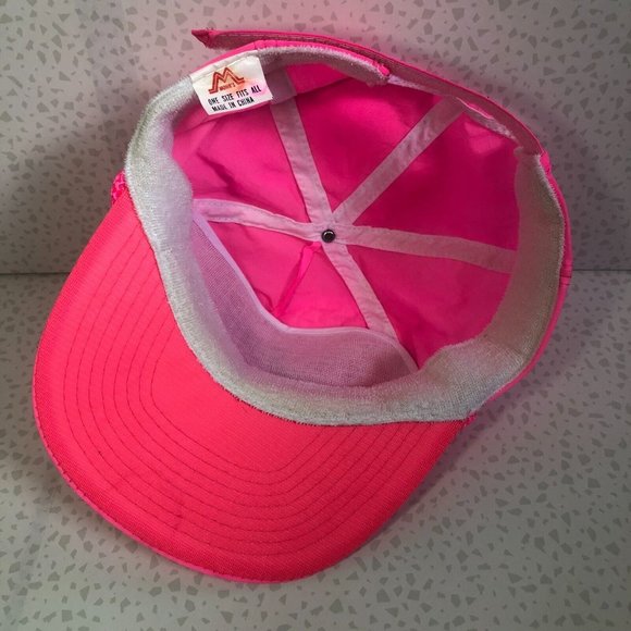 Vintage 90s Neon Pink Highlighter JMS Thermocouples Nylon Strapback Ball Cap Hat - Picture 5 of 5